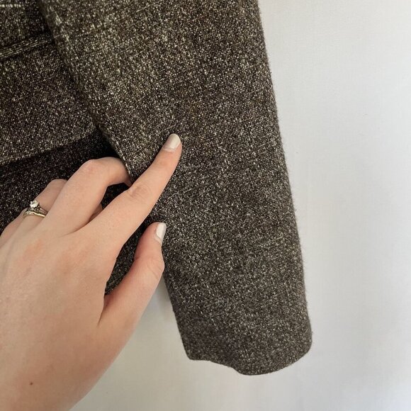 Ann Taylor Womens Tweed Blazer Size 10 Brown-Gray Single Button Long Sleeve - Picture 6 of 9